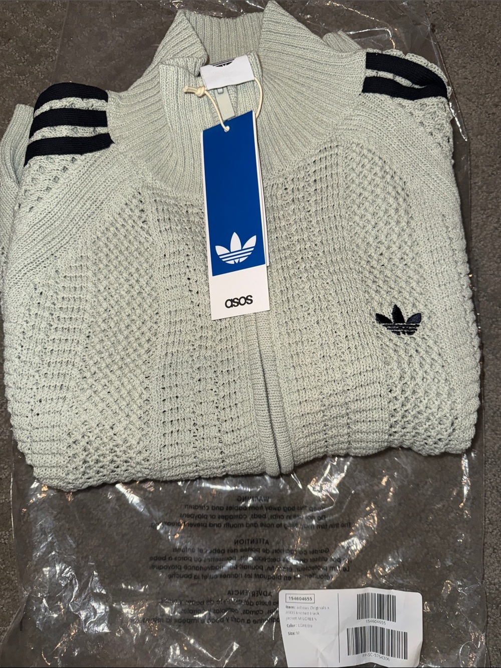 NWT adidas Originals × ASOS regular fit knit track jacket in sage green - Picture 6 of 6